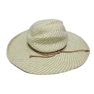 KOORINGAL Raffia Womens Green Woven Straw Paper Floppy Sun Hat Wide Brim